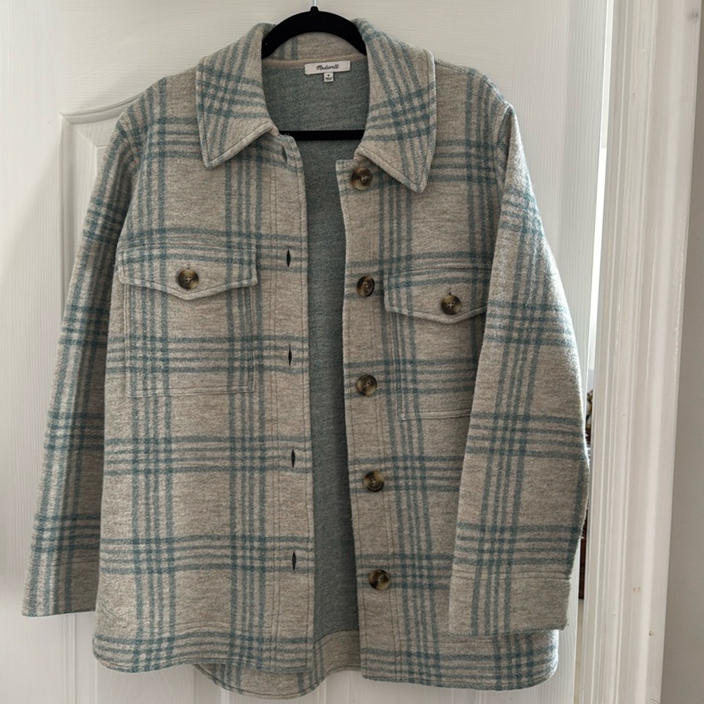Madewell flannel button up shirt jacket , size medium. Plaid